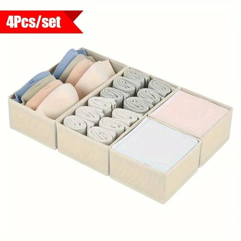 Baby Clothes Organiser - 4pcs Foldable Drawer Organizer Underwear Socks