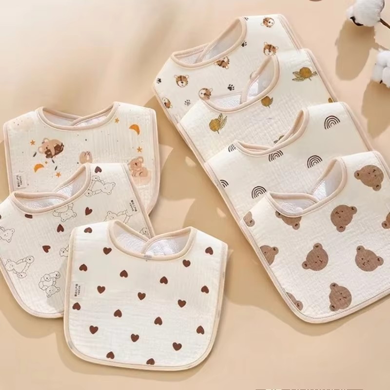 Printed Bibs Pack - 7pcs/pack Cartoon Print Baby Bibs Waterproof