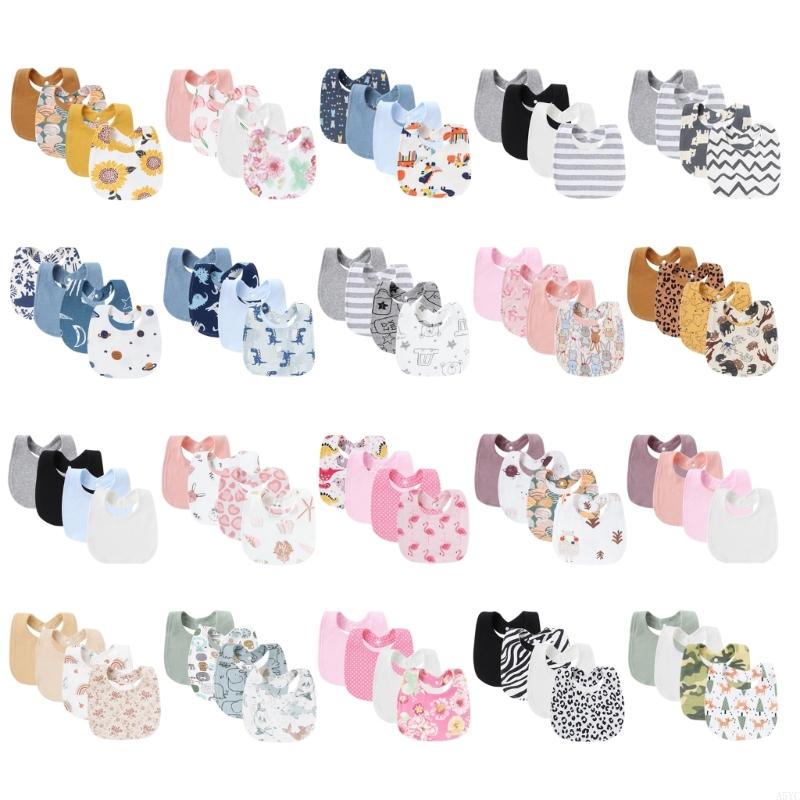 A5YC Bộ 4 Bé Ợ Vải Nước Miếng  - đánh giá và giá Printed Bibs Pack