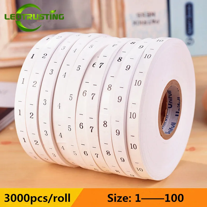 3000PCS/Roll 1-100 Number Size - đánh giá và giá Baby Clothing Labels
