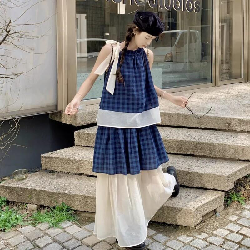 Women's Blue Plaid Two Piece S - đánh giá và giá Summer Short Set